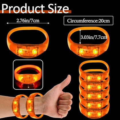 24 Pcs LED Glow Bracelets Sound Activated Led Flashing Bracelet Music Control Light Up Bracelets,Glow in The Dark Party Supplies For Birthday Carnival Concerts Night Events Christmas Gift (orange) - color: Orange
