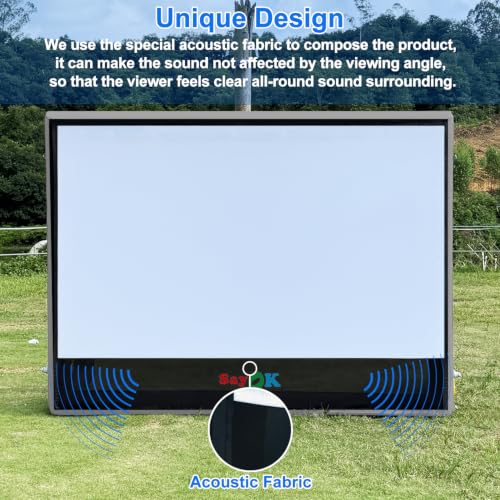 SAYOK 10FT(120IN) Inflatable Projector Screen, Movie Screen Outdoor | Quiet, Waterproof & Durable, High‑Quality TPU Material for World Cup, Ball Games, Outdoor Movies, Pool Parties Backyard