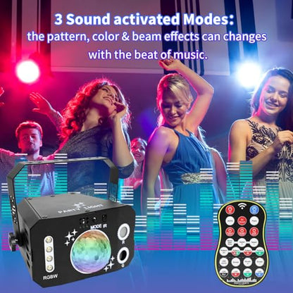 7 Lens Disco Ball Lights,USB Powered RGBW DJ Strobe Lighting Sound Activated,Laser Party Light Indoor Outdoor for Xmas Club Bar Parties Holiday Christmas Home Decoration