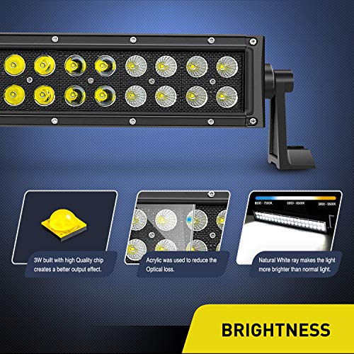 Nilight - NI07B-120W 22" 120w LED Light Bar Flood Spot Combo Driving Lights Fog Lamp off road led lights for SUV ATV Truck 4x4 Boat ,2 Years Warranty - size: 22Inch 120W Light