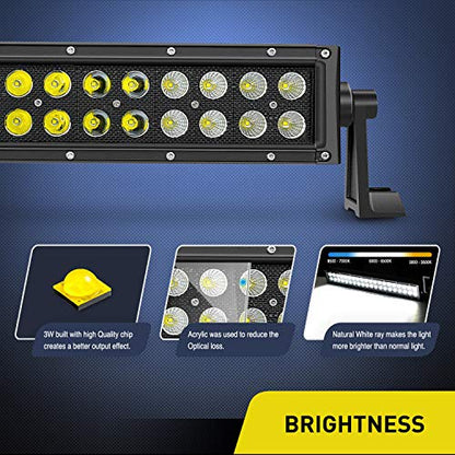 Nilight - NI07B-120W 22" 120w LED Light Bar Flood Spot Combo Driving Lights Fog Lamp off road led lights for SUV ATV Truck 4x4 Boat ,2 Years Warranty - size: 22Inch 120W Light