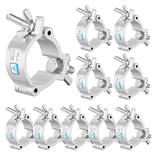 Truss Clamps 2 Inch, 10 Pack TUV Stage Lights Truss O Clamps | Fits 48-52mm OD Tube, Heavy Duty 220lb, TUV Certified Stage Lighting Clamps for LED Par Spot Moving Head Lights