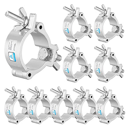 Truss Clamps 2 Inch, 10 Pack TUV Stage Lights Truss O Clamps | Fits 48-52mm OD Tube, Heavy Duty 220lb, TUV Certified Stage Lighting Clamps for LED Par Spot Moving Head Lights