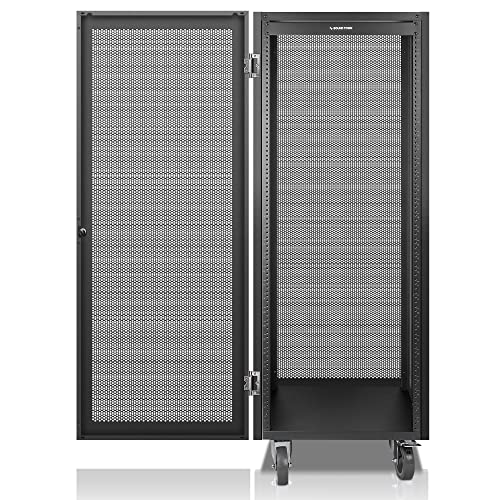 Sound Town 30U Universal Steel Rack, w/Mesh Doors, Locking Casters, Vented Side Panels for Audio Video, Server and Network Equipment (STRK-M30UWD) - size: 30U-D