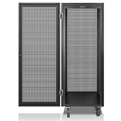 Sound Town 30U Universal Steel Rack, w/Mesh Doors, Locking Casters, Vented Side Panels for Audio Video, Server and Network Equipment (STRK-M30UWD) - size: 30U-D