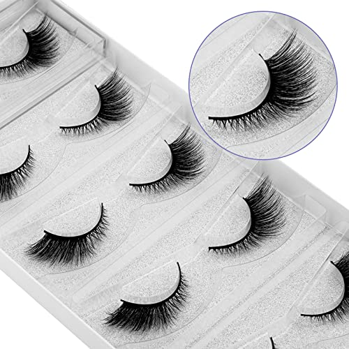 DYSILK Eyelashes Mink Lashes - False Eyelashes Fake Lashes 5 Pairs 6D Lashes Cat Eye Fake Eyelashes Strip Lashes Reusable Faux Mink Eyelashes Lash Extension Kit | Angel 4mm-17mm - color: 5 Pairs- 10