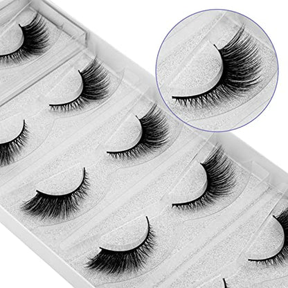 DYSILK Eyelashes Mink Lashes - False Eyelashes Fake Lashes 5 Pairs 6D Lashes Cat Eye Fake Eyelashes Strip Lashes Reusable Faux Mink Eyelashes Lash Extension Kit | Angel 4mm-17mm - color: 5 Pairs- 10