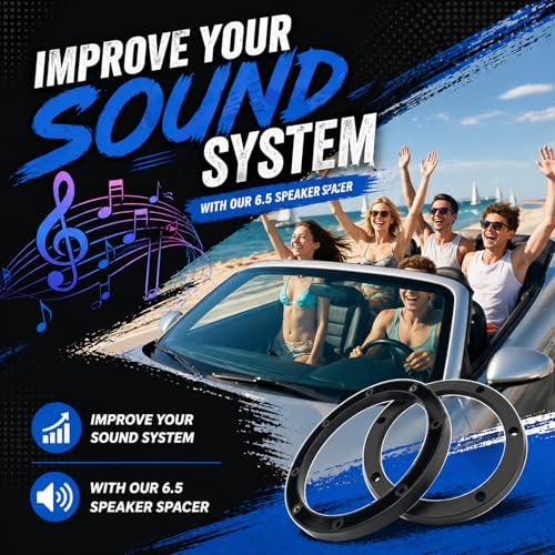 4PCS Car 6.5 Speaker Spacer Ring Set,No-Drill Door Speakers Adapter for Auto Speakers Upgrades,Professional Cars 6.5 Speaker Rings with 16PCS Screws for Most Vehicles