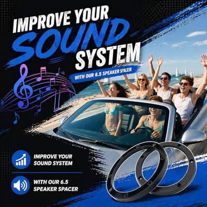 4PCS Car 6.5 Speaker Spacer Ring Set,No-Drill Door Speakers Adapter for Auto Speakers Upgrades,Professional Cars 6.5 Speaker Rings with 16PCS Screws for Most Vehicles