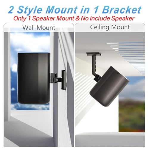 notiela Speaker Ceiling Mount for Roku Speaker Wall Mount - Tilt and Swivel Adjustable Mounting Brackets for Roku Wireless Speakers with Hardware Kit, 1 Pack - style: 1 Pack