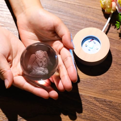 3D Angel Gifts for Women - Crystals Ball 60mm Angel Figurines Decor Glass Animals Figurine Stuff for Room Birthday for Best Friend Lovers Paperweight - style: Angel