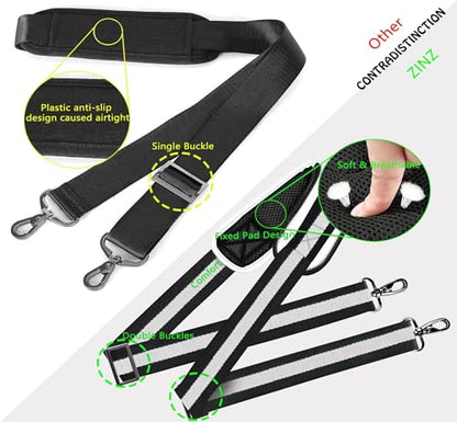ZINZ Shoulder Strap 58" Ultra-Thick Fixed Padded and Adjustable Buckles Crossbody Strap for Briefcase Laptop Bag Luggage - color: Stripes-BkWBk