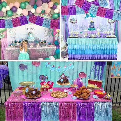 BEISHIDA Blue Purple Pink Fringe Garland Banner Wall Tinsel Foil Streamers - color: Blue Purple Pink
