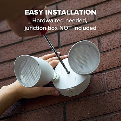 UME 2-Packs 2500 Lumen 32 Watt 28 LED Dual-Head Floodlight Outdoor, Full Metal Design, Waterproof Exterior Security Wall Light for Patio, Garden, Yard-White - color: White