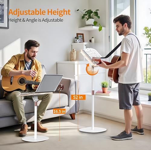 2-in-1 Dual-Use Music Stand & Tabletop Stand, 16.5"–51" Height Adjustable - color: White, size: Non-wheeled