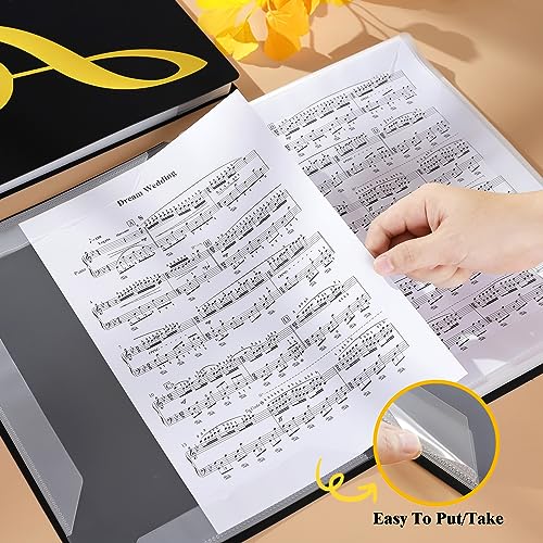 Fansjoy Sheet Music Folder, 60 Pages Capacity, Sheet Music Binder/Holder, Spiral Binder Organizer for Sheet Music Storage, Fits Letter Size 8.5 x 11 in/ A4, Writable & Detachable Choir Folder (Black)