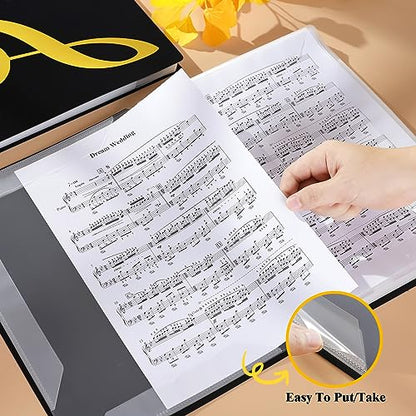 Fansjoy Sheet Music Folder, 60 Pages Capacity, Sheet Music Binder/Holder, Spiral Binder Organizer for Sheet Music Storage, Fits Letter Size 8.5 x 11 in/ A4, Writable & Detachable Choir Folder (Black)