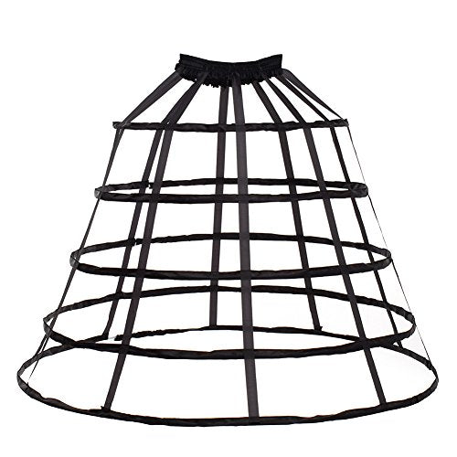 GRACEART Victorian Dress Pannier Hoop Skirt Bustle Cage Skirt - color: Black-5 Hoops Bell