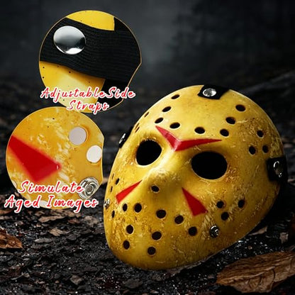 CASA CLAUSI Mask Cosplay Halloween Costume Mask Prop Horror Hockey Yellow | Scary Hockey-Style Full Face Mask – Perfect Cosplay Prop for Halloween Horror Parties