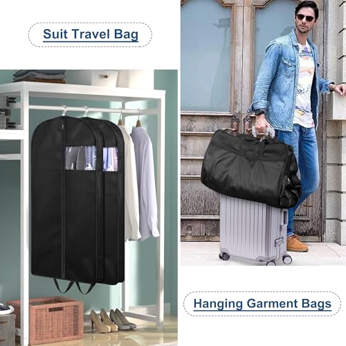 KIMBORA 43" Suit Bags for Closet Storage and Travel, Gusseted Hanging Garment Bags for Men Suit Cover With Handles for Clothes, Coats, Jackets, Shirts（3 Packs） - size: 43"