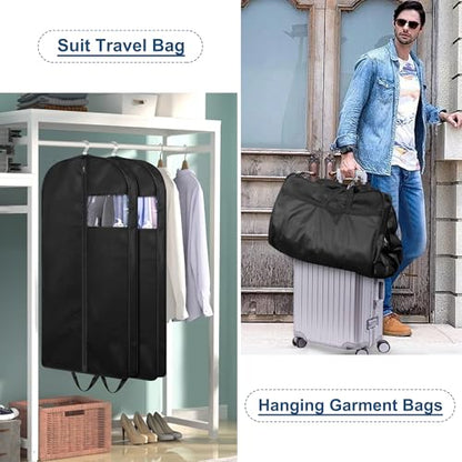KIMBORA 43" Suit Bags for Closet Storage and Travel, Gusseted Hanging Garment Bags for Men Suit Cover With Handles for Clothes, Coats, Jackets, Shirts（3 Packs） - size: 43"