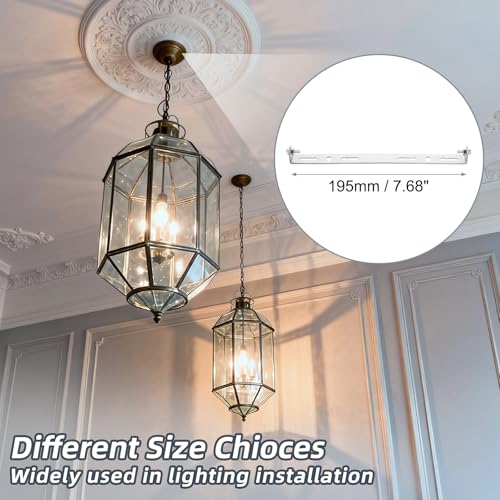 4 Set 195mm 7.68" Mounting Bracket Kit Silver Tone w/Screws | Universal Light Fixture, Ceiling Light Plate, for Chandeliers - size: 195mm (7.6")