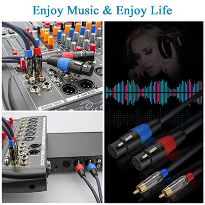 Jolgoo XLR to RCA Cable - Dual Female to Dual Male, 3.3 Feet, HiFi Audio, OFC Wire, for Amplifier, Mixer, Microphone - size: 3.3 Feet, style: Dual XLR Female to Dual RCA Male