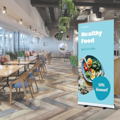 Heavy-Duty 36''x 80'' Retractable Banner Stand Roll Up Banner Stand Advertising Display Stand with Padded Canvas Bag