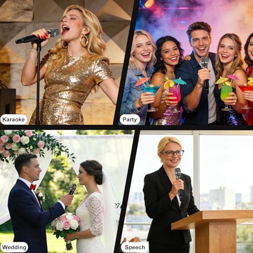 Wireless Microphone System with 400ft Receiving Distance for Singing | 2.4 Automatic Channel Connection Professional Metal 2 Wireless Microphones for Singing Karaoke DJ Church