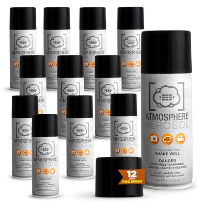 12 Pack Atmosphere Aerosol Haze/Fog Spray for Photography - Safe & Portable Mini Fog Machine Alternative - Smoke and Light Ray Effects Maker for Indoor and Outdoor, No Battery - Made in The USA - size: 12 pack