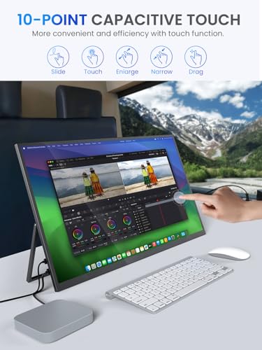 UPERFECT 22" 2K Touchscreen Portable Monitor, 100% DCI-P3 Gaming Monitor | QLED 2560×1440 QHD, HDR, FreeSync, VESA, 180° Adjustable Stand, USB-C & HDMI Touch Display for Laptop, PC & Gaming - size: 22