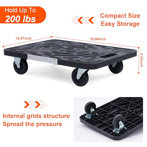 MaxWorks 50915 Polypropylene Dolly-200-lb Capacity, Black