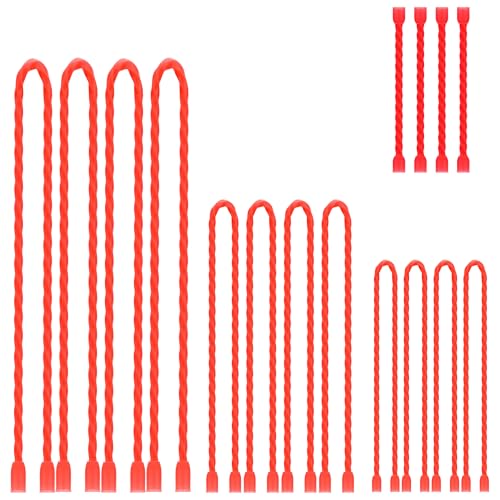 16Pcs 3-24Inch Silicone Cable Ties Reusable Steel-Core Wire Twist Tie Strap | for Bundling and Organizing Colorful Bendable Holder Strap for Indoor and Out All Purpose, Red - color: Red, size: 3-24 Inch
