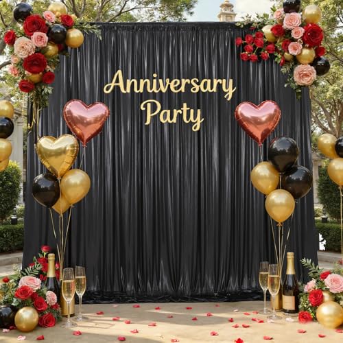 10x10ft Black Backdrop Curtains Glitter Sequin Photo Backdrop Curtain Fabric Black Shimmer Drapes Backdrop Bridal Baby Shower Wedding Birthday Party Photography Backdrops Photoshoot 5x10FT, 2 Panels - color: Black, size: 10 ft X 10 ft(2 Panels 5ft X 10ft)