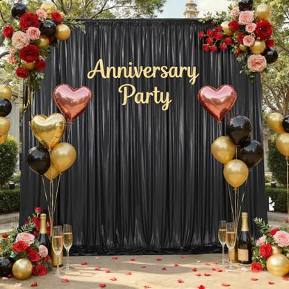 10x10ft Black Backdrop Curtains Glitter Sequin Photo Backdrop Curtain Fabric Black Shimmer Drapes Backdrop Bridal Baby Shower Wedding Birthday Party Photography Backdrops Photoshoot 5x10FT, 2 Panels - color: Black, size: 10 ft X 10 ft(2 Panels 5ft X 10ft)