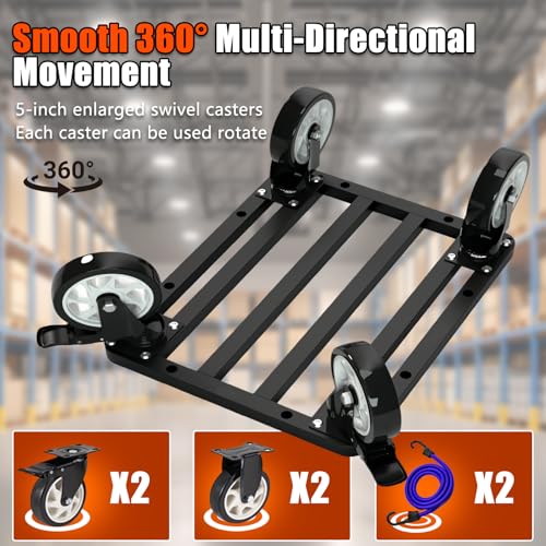 Stainless Steel Furniture Dolly, 2000lbs Capacity Heavy Duty Furniture Dolly, 5-inch Swivel casters, 18 x 14 inch Platform and Fastening Device, Safely Moving Heavy Objects - size: 18"L x 14"W Furniture Dolly