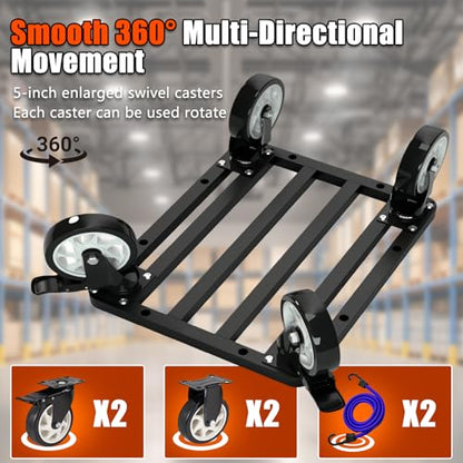 Stainless Steel Furniture Dolly, 2000lbs Capacity Heavy Duty Furniture Dolly, 5-inch Swivel casters, 24 x 18 inch Platform and Fastening Device, Safely Moving Heavy Objects - size: 24"L x 18"W Furniture Dolly