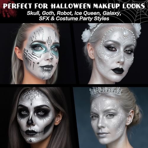 BOBISUKA Metallic Silver Face Paint Stick, Highly Pigmented Full Coverage Washable Cream Face & Body Paint for Halloween Skull Goth Robot Galaxy Cosplay SFX, Sports Eye Black Looks & Costume Party - color: Silver
