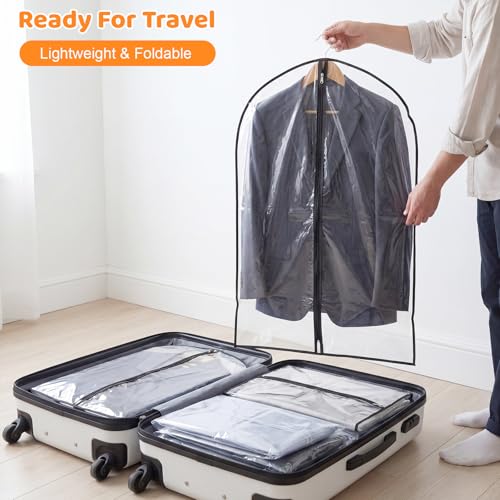 2 Pack Clear Garment Bags, 24 x 40 In, Peva Suit And Dress Covers | Waterproof Peva, Full Clear Design, Dust Protection, Reusable, For Suits, Dresses, Coats, Home And Travel - color: Full Clear with Black Edge, size: 40in *2