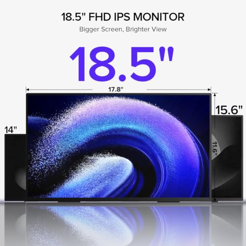 UPERFECT Portable Monitor, 18.5" 120Hz 1080P Laptop Gaming Display | 125% sRGB, HDR, FreeSync, 350 Nits Brightness, VESA Support, Stand Included, USB-C & Mini HDMI Screen for Gaming & Travel - size: 18.5"