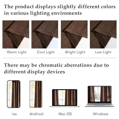 NICETOWN Blackout Brown Velvet 102 inch Long Curtains for Living Room - color: Brown, size: 52"W x 102"L (Pack of 2)