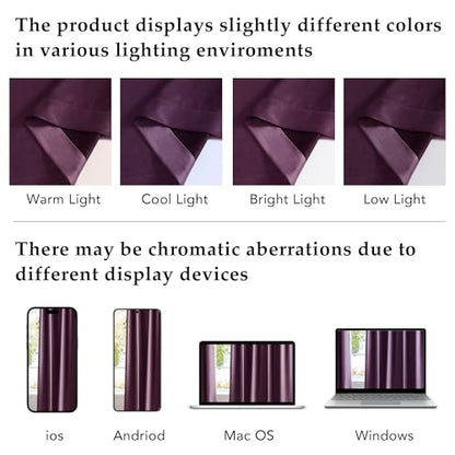NICETOWN Dark Purple Heavy Velvet Pleat Curtains 84 inch Long 2 Panels - color: Dark Purple, size: 52"W x 84"L (Pack of 2)
