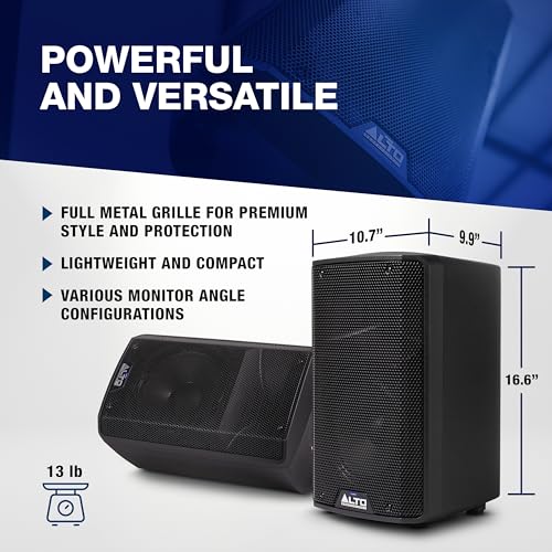 Alto TX408 350W 8" Powered PA Speaker | TWS Bluetooth, 2-Channel Mixer, and Monitor Mode for Bands, DJs, Rehearsals, and Venues - size: 8" PA Speaker