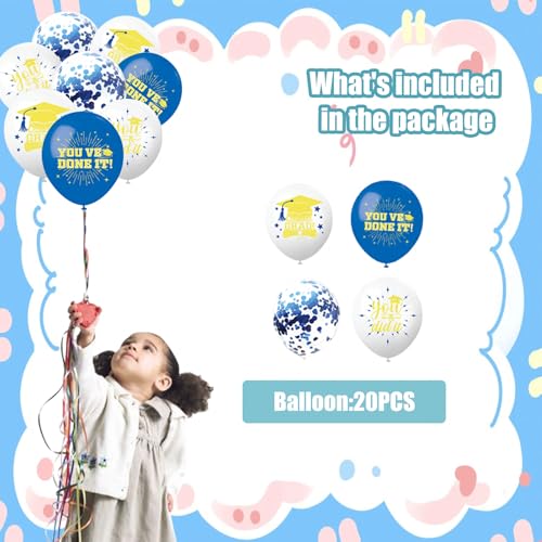 Blue Gold Graduation Balloons 20PCS, 12 Inch Latex Balloons for Class of 2026 Party Party Decorations Supplies - style: Blue Gold Balloons