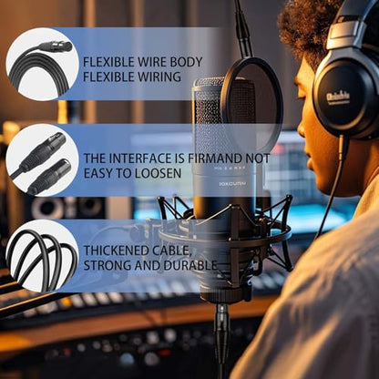 XLR Cables, DMX Cable Male to Female (2Pack), XLR Microphone Cable 4ft/1.2m, Light DMX Terminator 3 Pin Connector - color: 1M-2pack