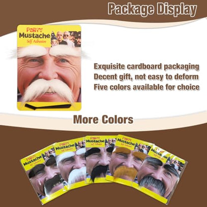 Honcloud DIY Self Adhesive Novelty Fake Mustache Facial Hair - color: White(eyebrows and Mustache)