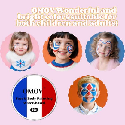 US Flag Red White Blue Face Paint (1oz) Non-Toxic, Water-Based for 4th of July Independence Day America’s Patriotic Parades, Joker Face Painting Makeup,Halloween Clown SFX Costume Cosplay Body Paint - color: Blue, white, and red flags