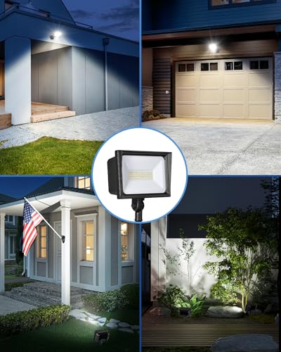 DEWENWILS 65W Outdoor LED Flood Light, IP65 Waterproof 6670LM 5000K, Black | Knuckle Mount, Super Bright, Security Flood Light, Super Bright for Landscape, Garden, Yard, Garage, Driveway - color: Black