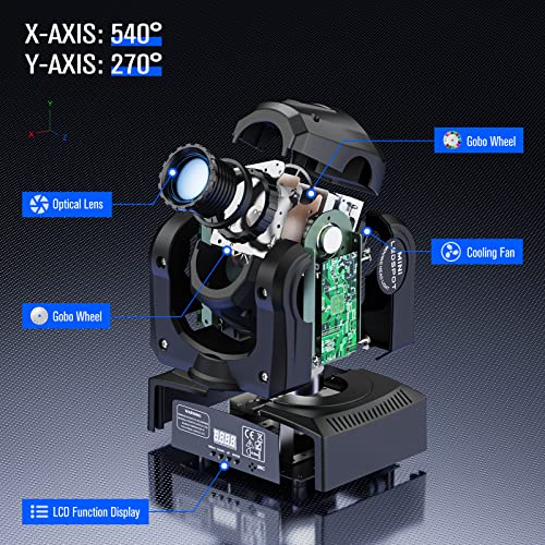 Moving Head DJ Lights, U`King 50W LED Moving Head Light with 7 Gobos 7 Colors and Open White Beam Spotlight by DMX and Sound Activated for Wedding DJ Disco Parties Live Show Church Bar (Set of 4)