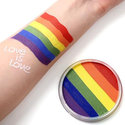 Pride Flag Face Body Paint, Rainbow Face Painting Kit for LGBT Gay Lesbian Pride Day Parades LGBTQ Celebrations Party, Water Based Facepaint for Kids Adults Halloween Cosplay Art Costume SFX Makeup - color: Rainbow Pride